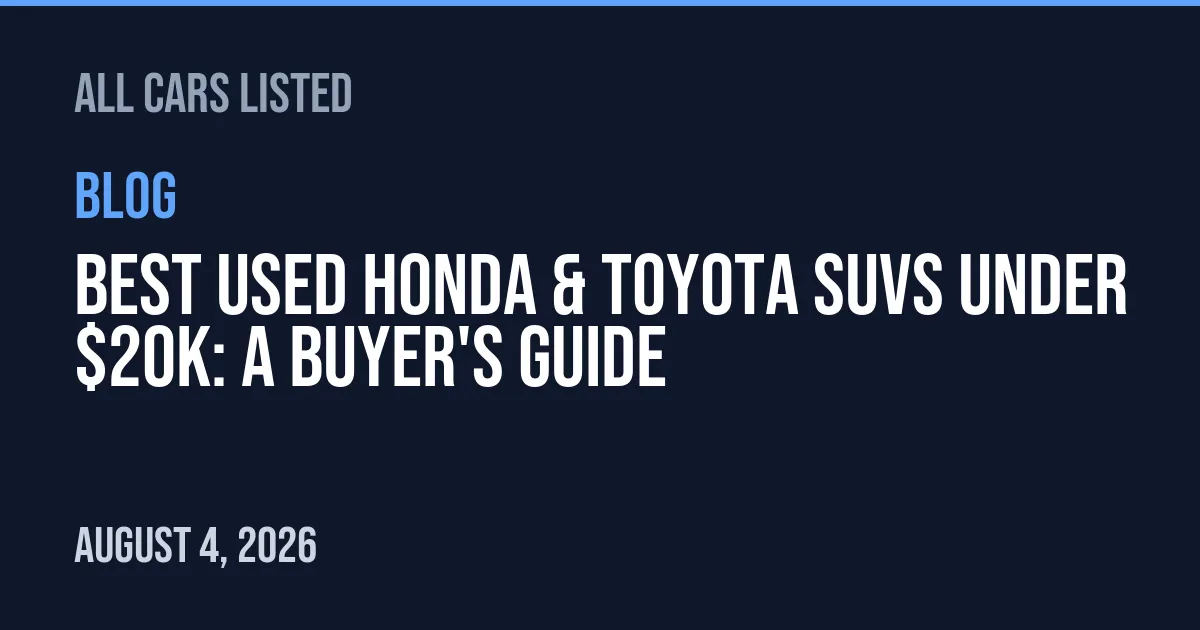 Best Used Honda & Toyota SUVs Under $20K: A Buyer's Guide