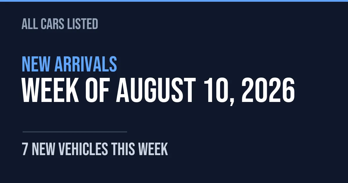 7 new arrivals — week of August 10, 2026