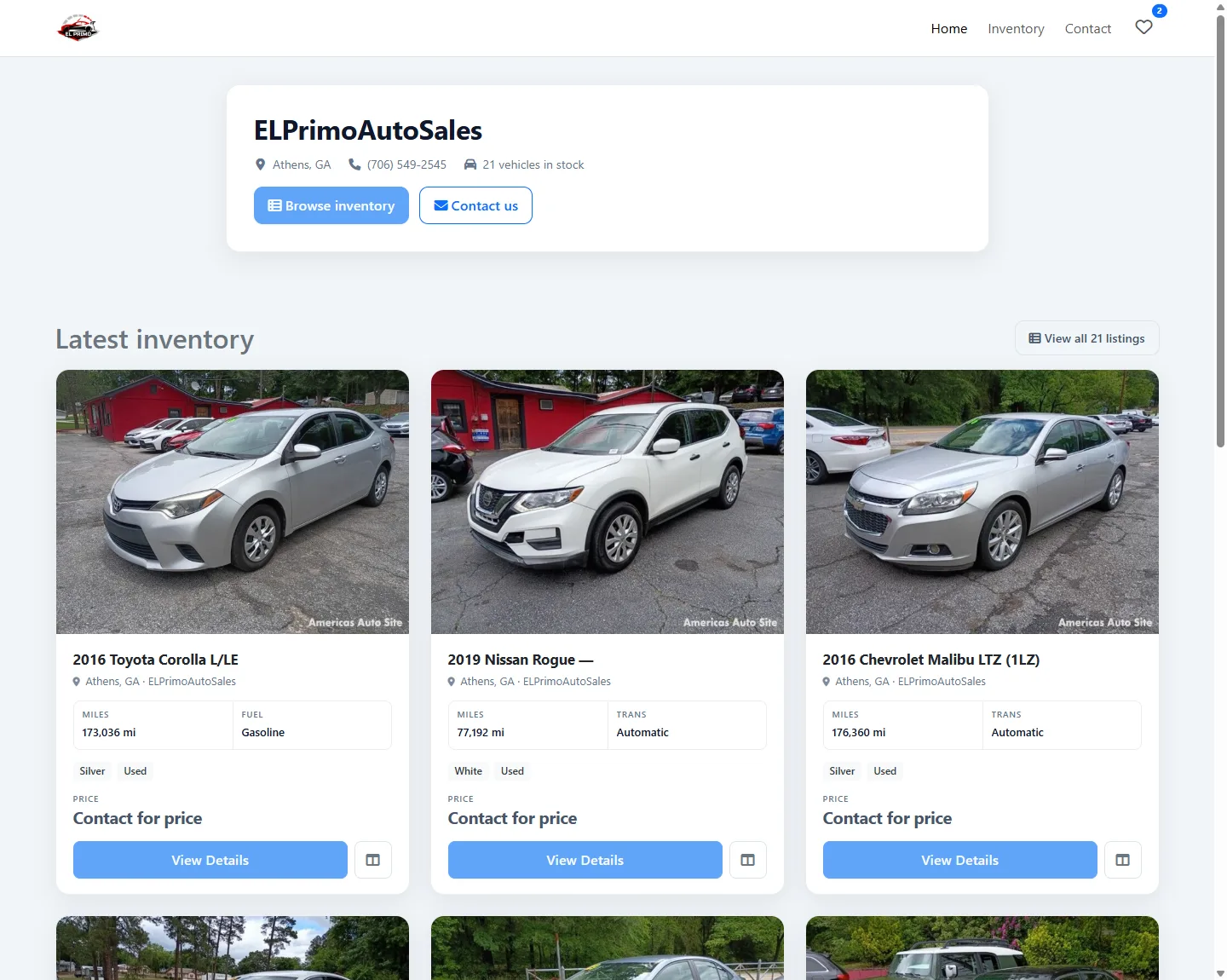 A dealer microsite