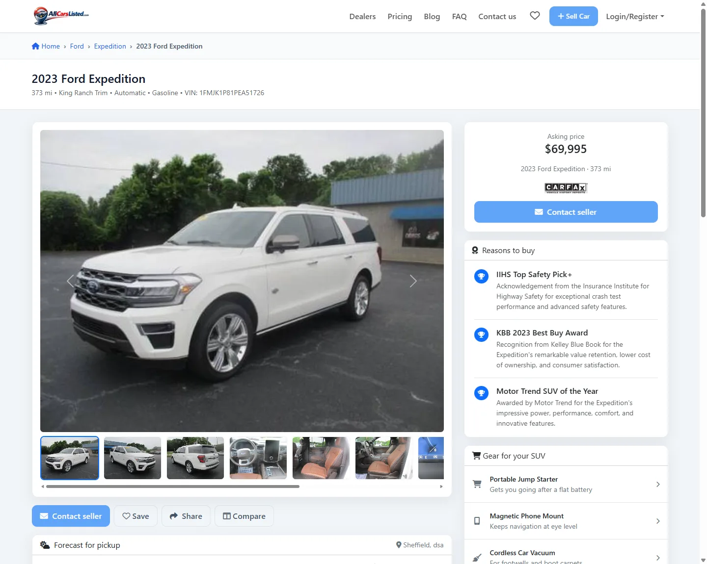 A listing detail page